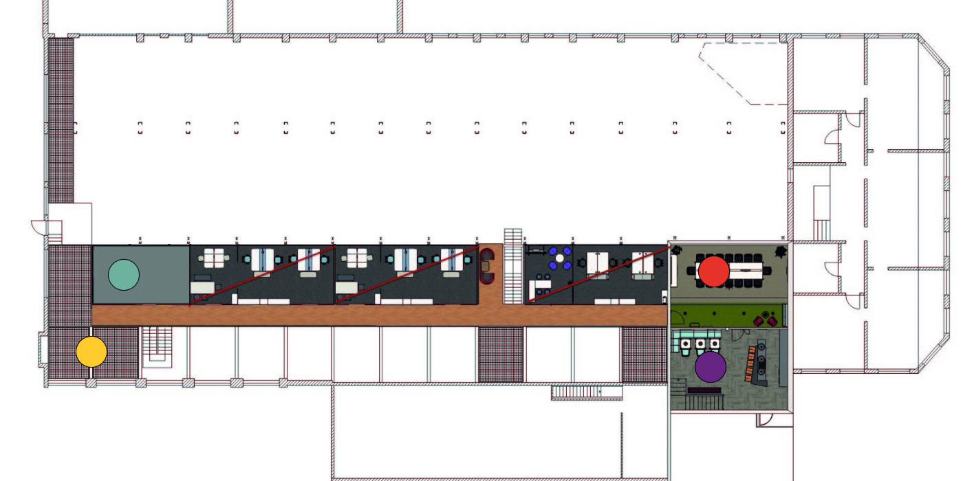 Bild von dem Grundriss der TRAFO Hubs (erster Stock).